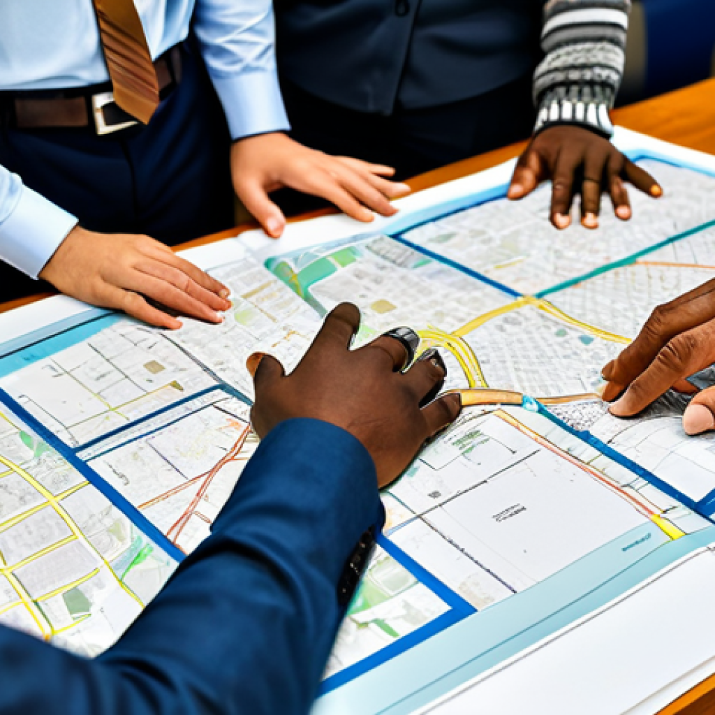 Community Meeting**

"A diverse group of fully clothed community members, in appropriate attire, collaborating on city planning maps at a brightly lit community center, safe for work, professional, modest attire, perfect anatomy, correct proportions, well-formed hands, natural pose, friendly atmosphere, indoor setting."

**