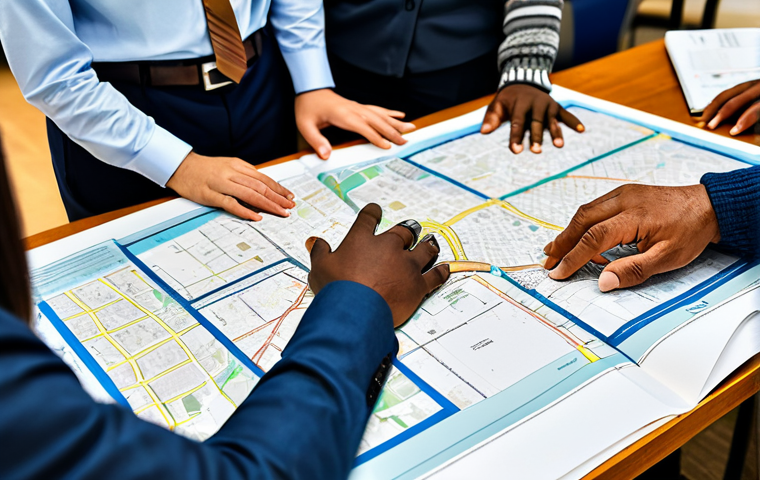 Community Meeting**

"A diverse group of fully clothed community members, in appropriate attire, collaborating on city planning maps at a brightly lit community center, safe for work, professional, modest attire, perfect anatomy, correct proportions, well-formed hands, natural pose, friendly atmosphere, indoor setting."

**