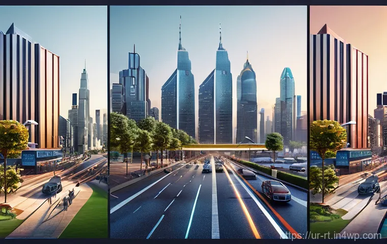 스마트시티 디자인의 중요성과 필수 요소 - Here are three detailed image generation prompts for a smart city concept: