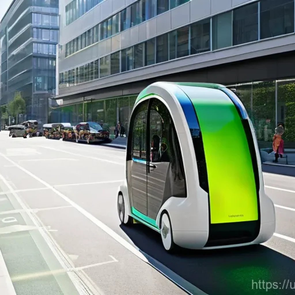 스마트시티 디자인과 기술의 융합 - **A Smart City's Dynamic Transport Hub:**
    "A vibrant, futuristic cityscape at rush hour, showcas...