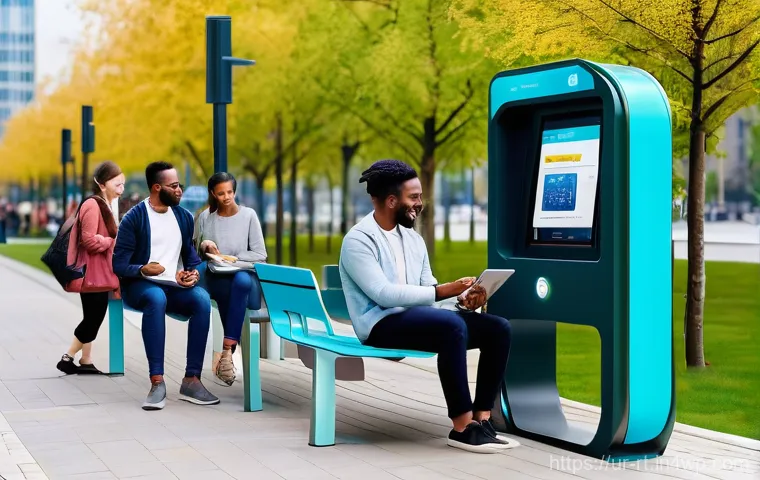 스마트시티 디자인의 정책적 지원 방안 - **Prompt 1: Digital Connectivity and Community Engagement in a Smart City**
    "An aerial wide shot...